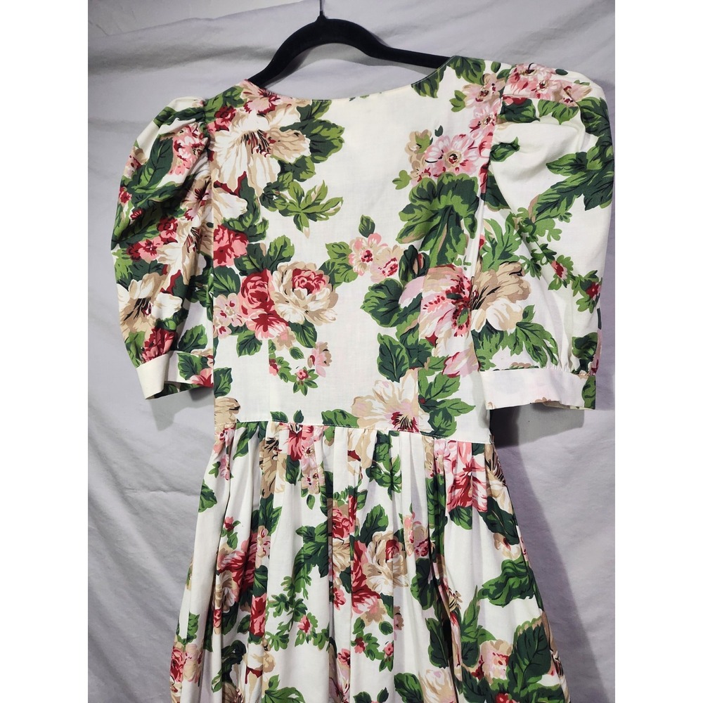 Carol Anderson‎ Floral Midi Dress Puff Sleeve Button Front Cottagecore Size 5/6 - Picture 8 of 10